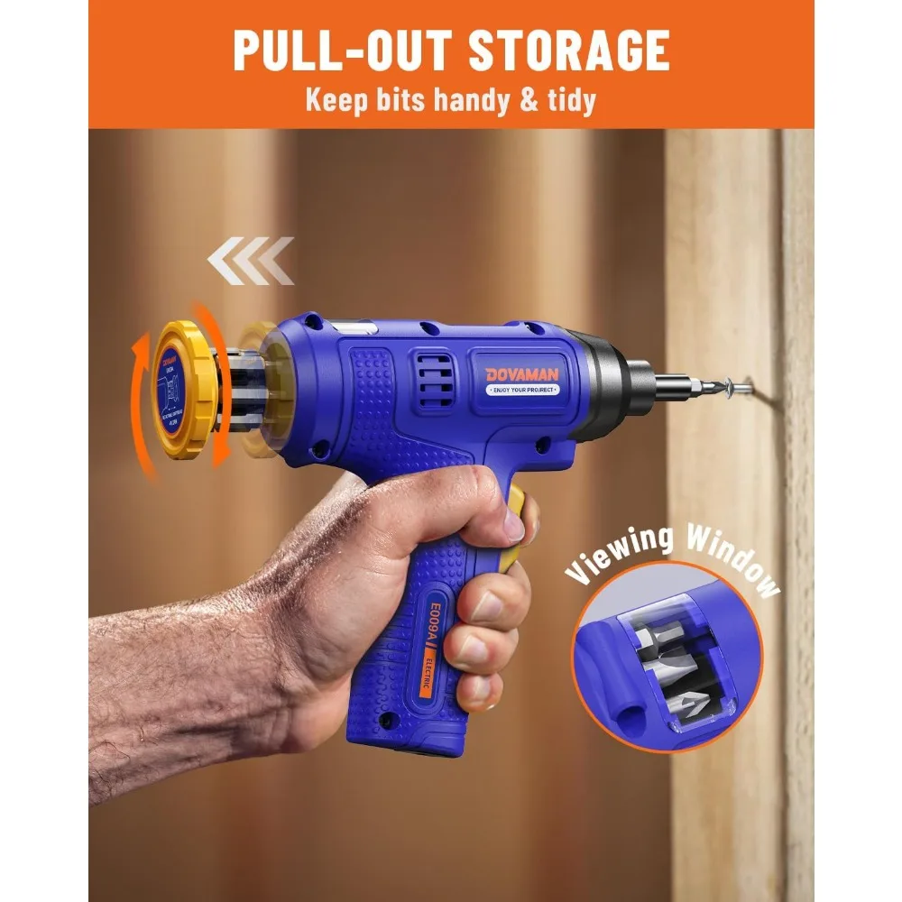 مفك براغي كهربائي لاسلكي قابل لإعادة الشحن من DOVAMAN 6NM 4V مع مساحة تخزين مدمجة، 7 بت وصندوق حمل، شحن سريع من النوع C، LED Li #2