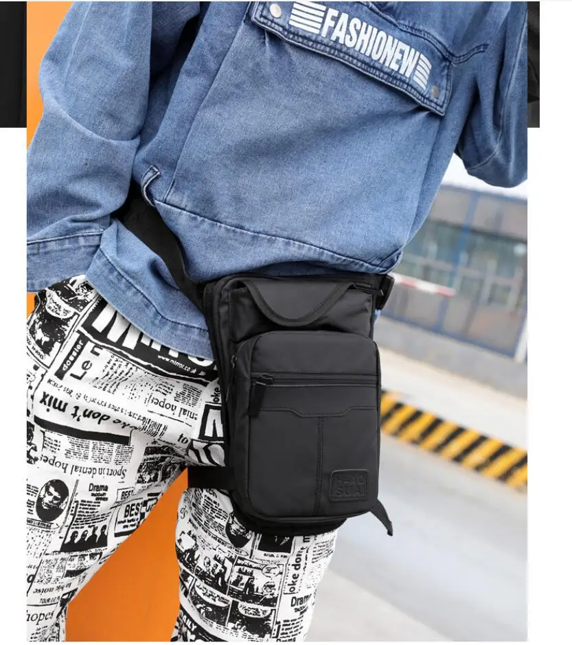 

High Quality Nylon Men Drop Leg Bag Fanny Pack Motorcycle Riding Casual Shoulder Cross Body Thigh Male Hip Belt Waist Bags bolso