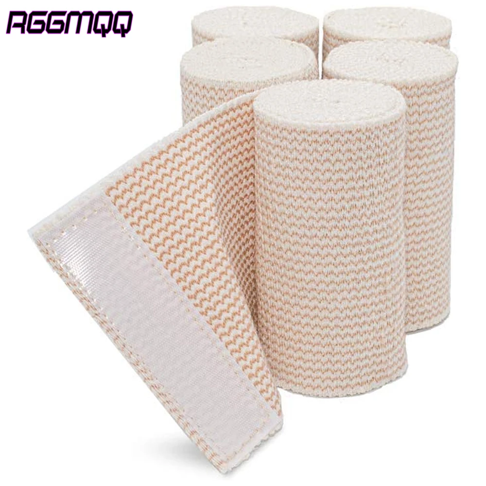 5Rolls Professional Self-Adhering Bandage, Latex-Free Stretch Wrap for Wounds & Sports, Easy Hold Hook Loop on Both Ends