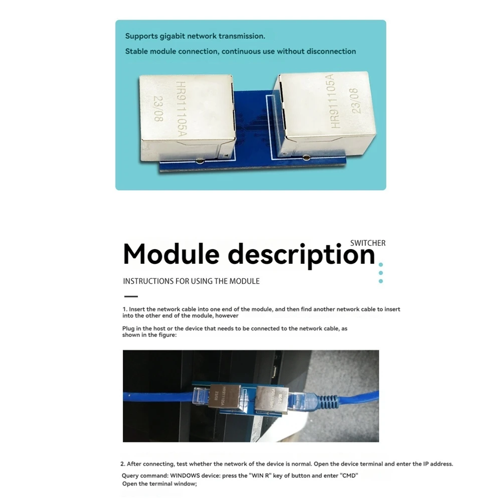 Módulo adaptador de Cable Gigabit Ethernet, conector de extensión de Cable de red, adaptador RJ45, conector recto de red