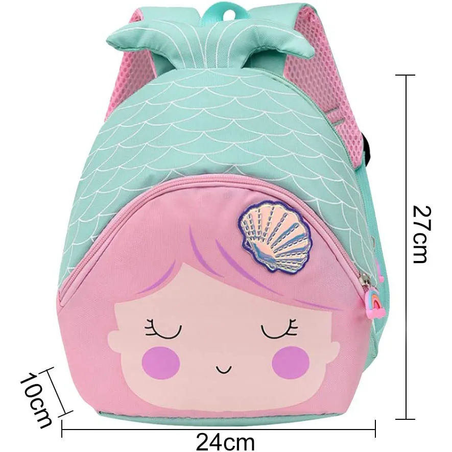 Gepersonaliseerde Geborduurde Leuke Animal Cartoon Rugzak Schooltas Rugzak Met Reins Mermaid Rugzakken Baby Kinderen Rugzak