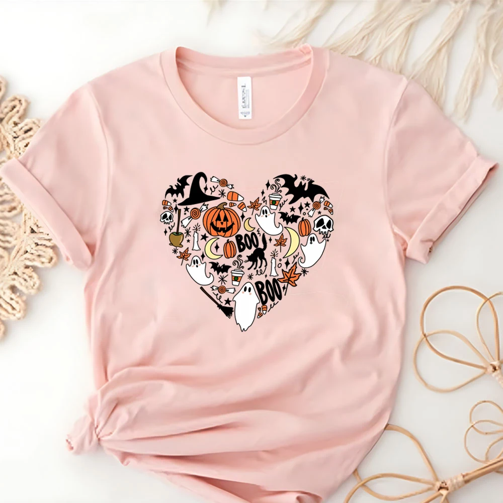 New Arrivals Trick or Treat T-Shirts Funny Cute Pumpkin Graphic Women's Tees 2024 Halloween Shirts  Unisex  Women Clothing Tops