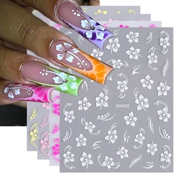 3d laço flor etiqueta do prego branco rosa vermelho amarelo y2k pétala floral gel polonês decalque slider diy romântico manicure decoração