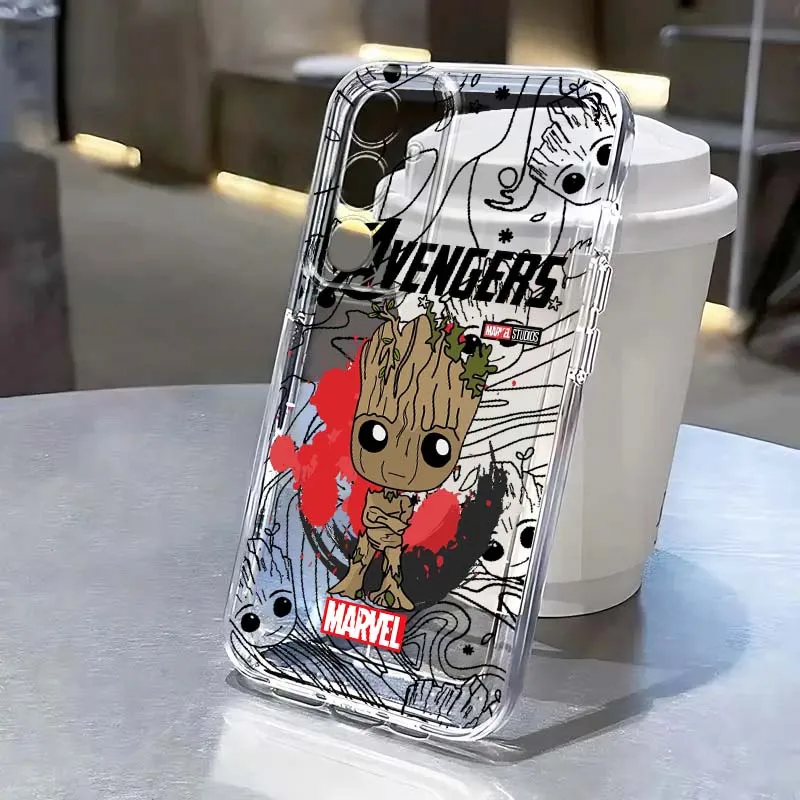 

Marvel Spiderman Groot Cool Phone Case For Samsung Galaxy S25 S24 S23 S22 S21 S20 Edge Plus Ultra FE 5G Transparent Cover