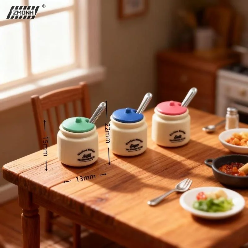 

[H]3Pcs Mini Seasoning Jar Model 1/12 Dollhouse Miniature Playhouse Kitchen Scene Decoration Doll Accessories Toys