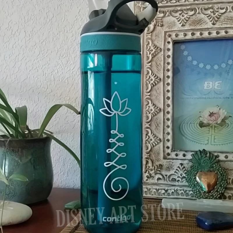 زجاجة مياه Unalome Lotus Swirl، تزيين نافذة السيارة، ملصق كمبيوتر محمول لليوجا Zen Boho قابل للإزالة
