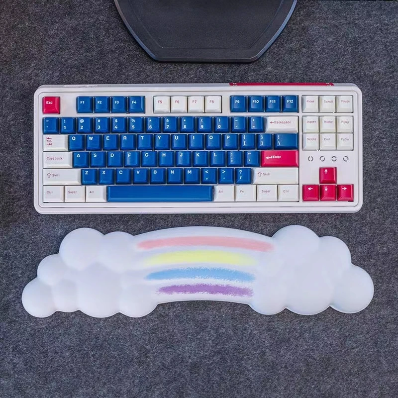 ECHOME Cloudy Rainbow Keyboard Hand Rest Custom Cute Memory Foam Ergonomic Soft Elasticity Wrist Rest for Mechanical Keyboard