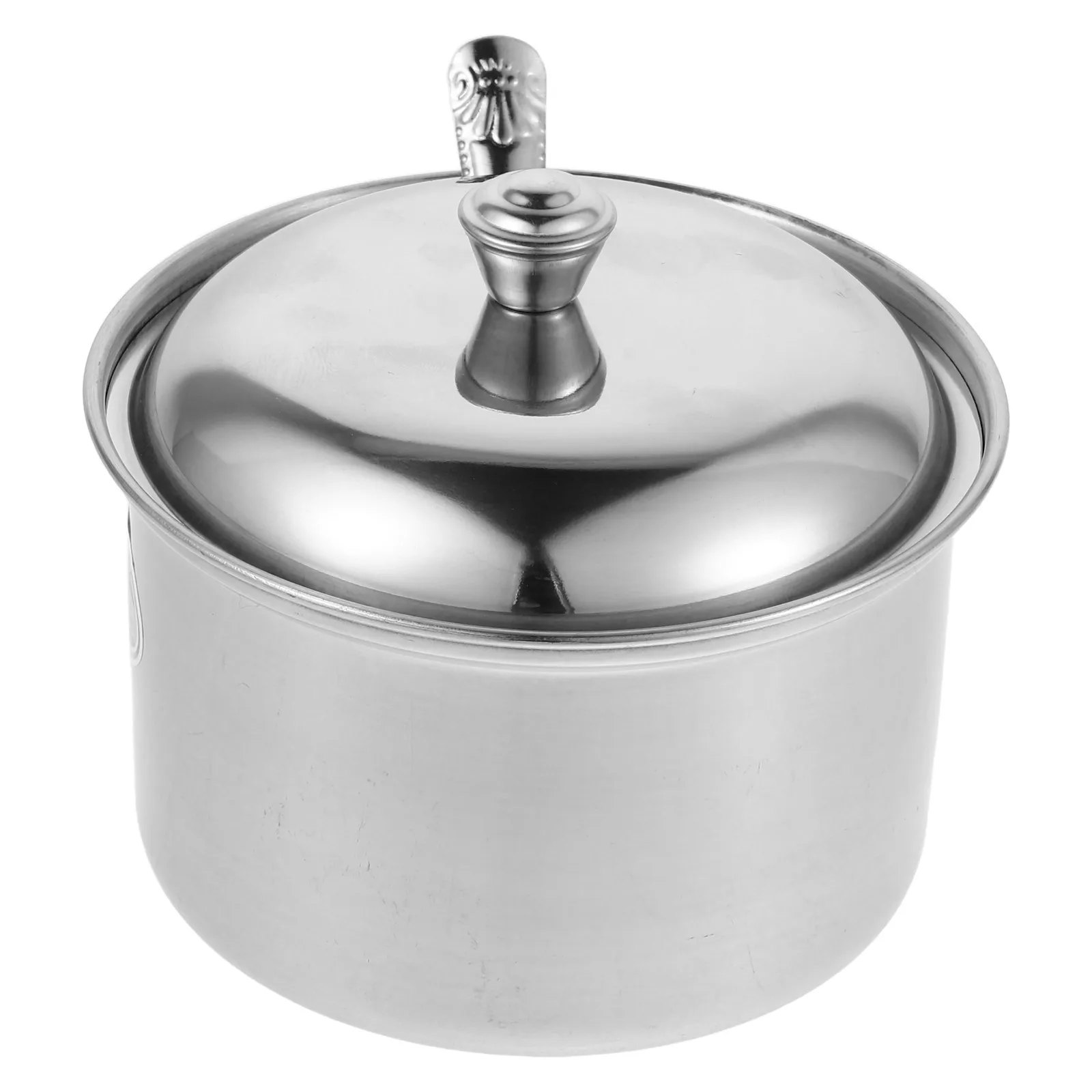 

Stainless Steel Seasoning Pot Lid Spoon Kitchen Counter Containers Spices Storage Home Restaurant Use Condiment Pots