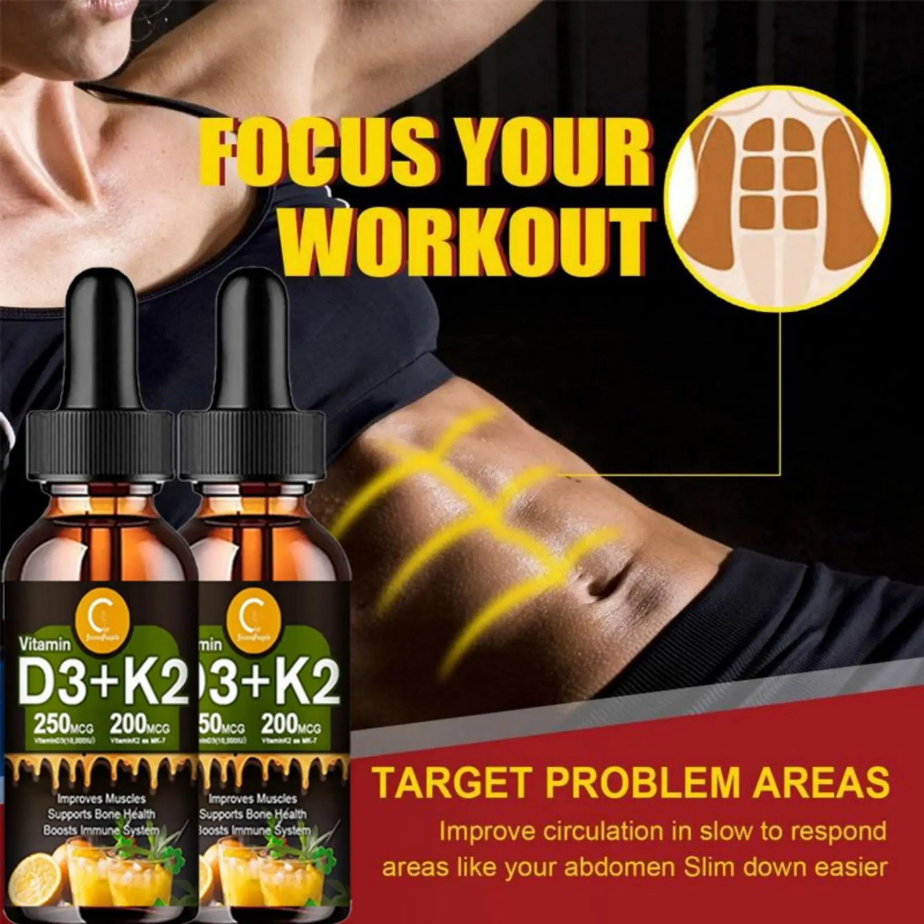 Liquid vitamin D3K2 can lower strong bones; Healthy Heart and Immune Enhancement Vitamin K2D3 Drops