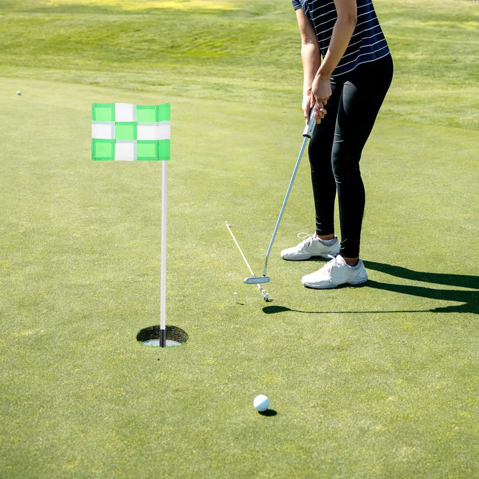 Golf Flags for Practice Checkered Design Putting Green Hole Cup Insert Tube Compatible Outdoor Indoor Backyard Yard Training