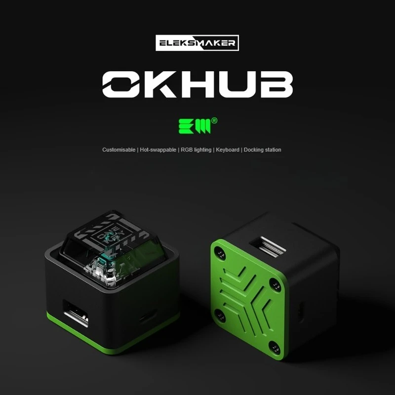 

EM OKHUB Docking Station Mini Mechanical Keyboard Aluminium Alloy Ergonomics Hot-swap Programmer Keyboard Blue Axis Custom Gift