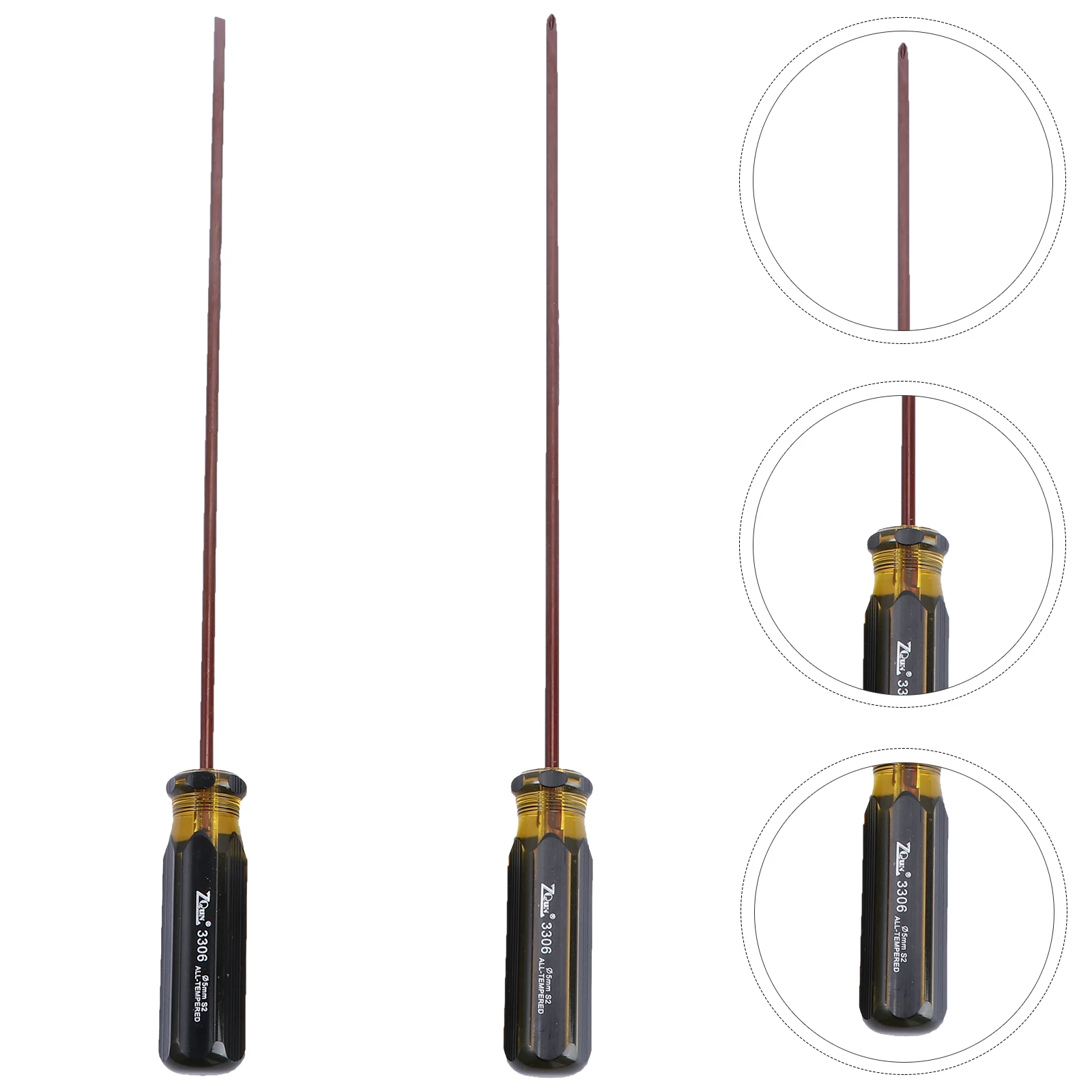 2 Pcs Screwdriver Set Long Small Head Durable Magnetic Cross Word Flathead Slotted Tools Home Maintenance