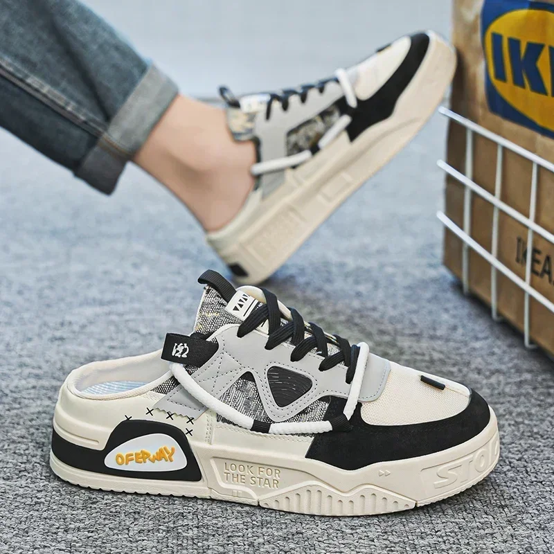Lightweight Semi Slippers, Breathable Men's Flat Shoes, Fashionable Men's Casual Shoes, Sports Shoes Comfortable Driving Loafers