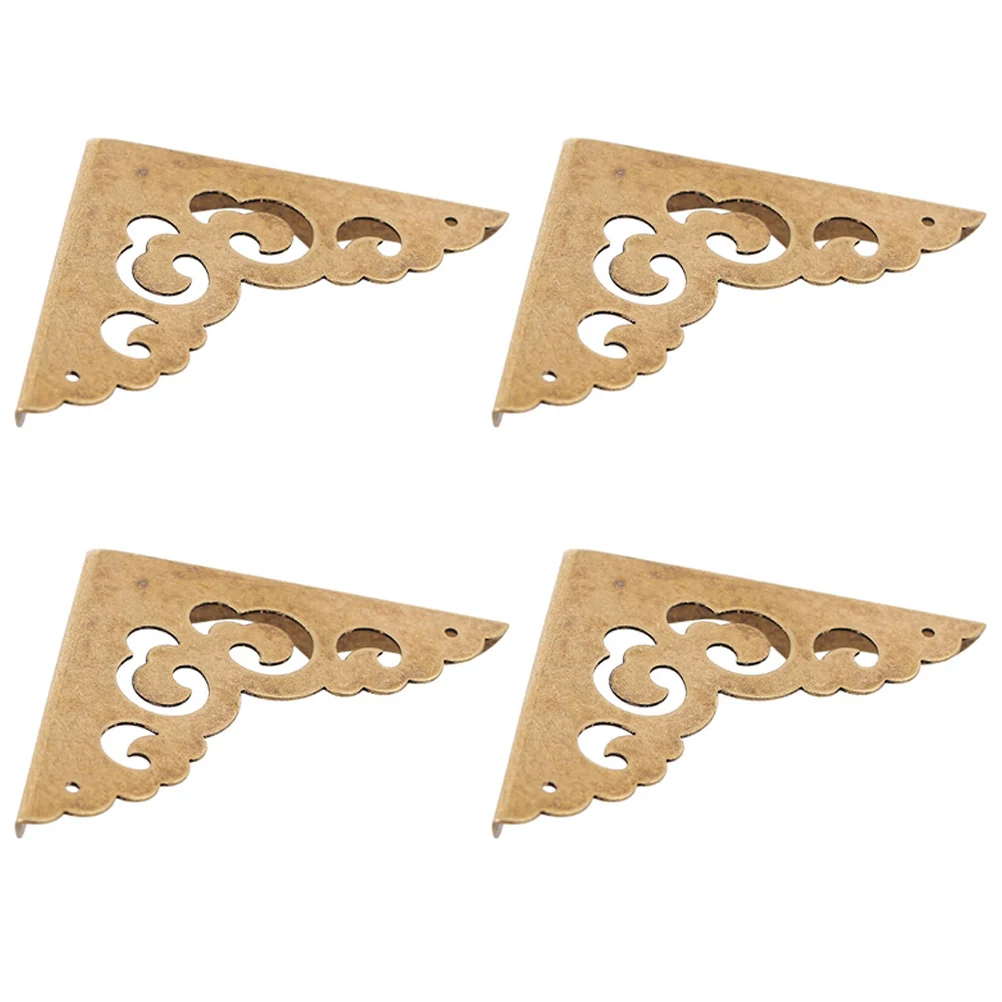 

4 Pcs Copper Corner Guard Furniture Hardwares Metal Protector Retro Decorative Safeguards for Bracket Box