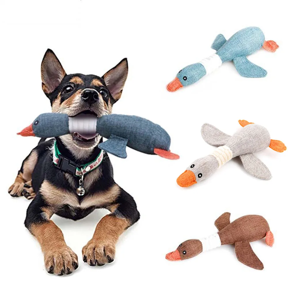 Pet Mallard Duck Dog Toy for Aggressive Chewers Dog Squeaky Wild Goose Puzzle Training Toys Cute Soft Dog Chew Toy with Squeaker