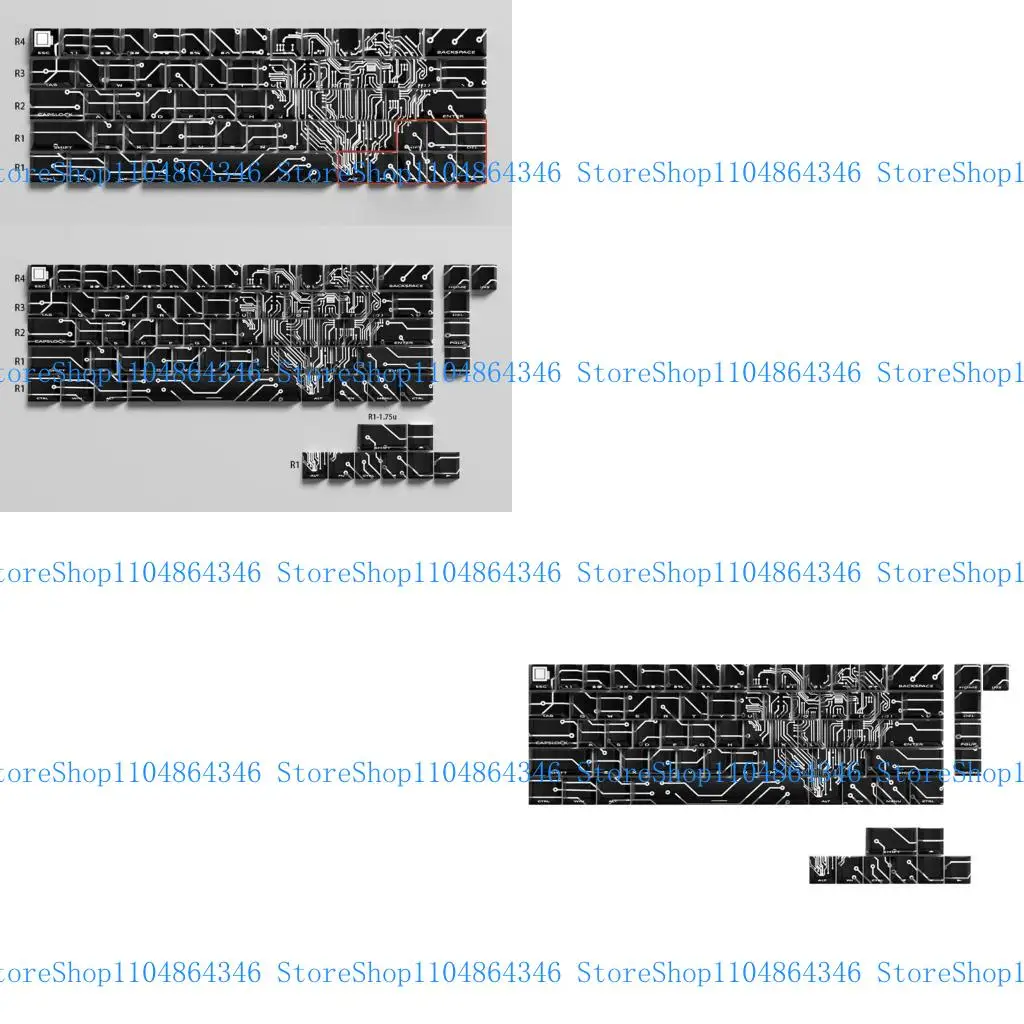 

5asd 64/74Key Translucents Love Circuit Keycap Original Profile Side Print Backlit