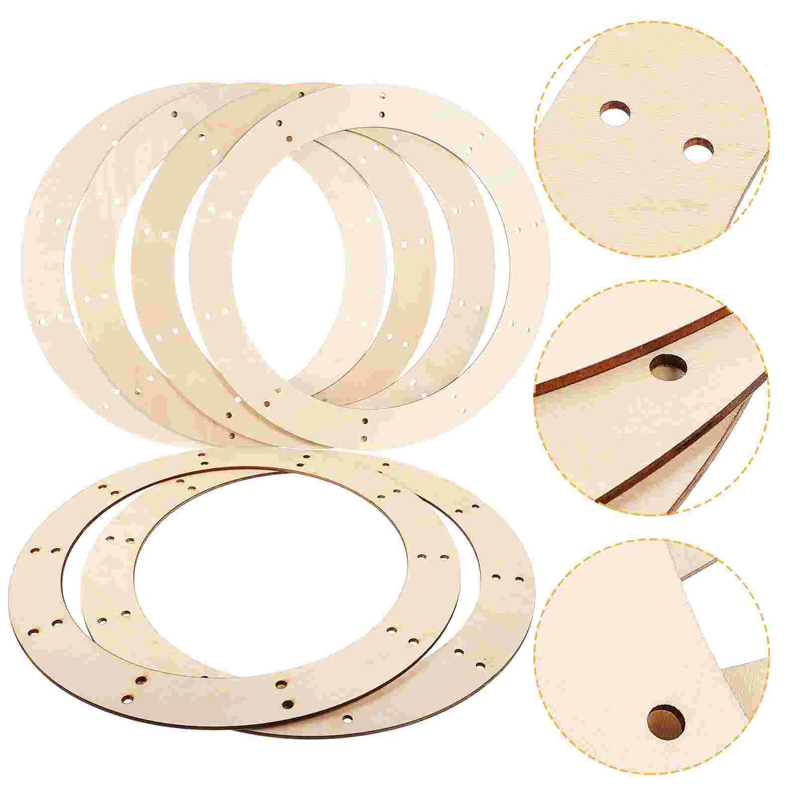 6 Pcs Rings Garland Base Wood for Crafts Wreath Forms Christmas Making Made Frame