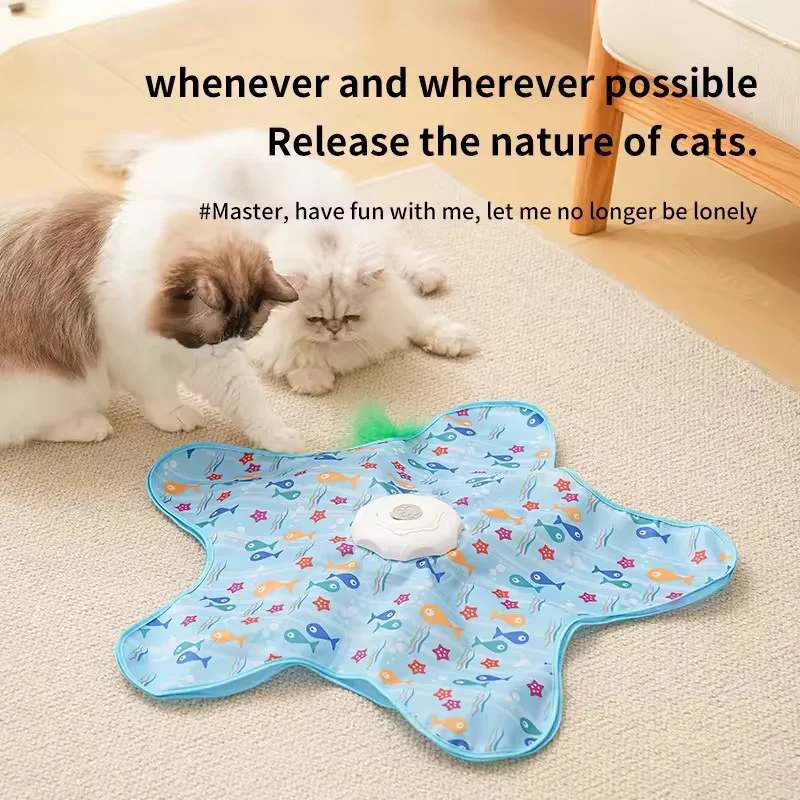 Interactive Hide And Seek Cat Toy Motion Activated Squeaky Mouse Concealed Feather Teaser Toy For Kitten Cats Relieve Boredom
