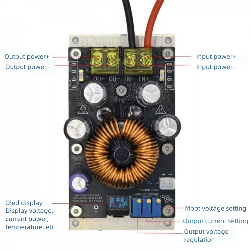 DC-DC Automatic Step-up and Step-down Power Supply Module 1000W Adjustable Constant Voltage/Current MPPT Solar Charging Board