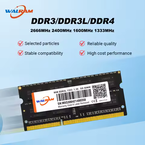 WALRAM Memoria Ram DDR3 1600MHz DDR3L 8GB 4GB DDR4 2666MHz 1.2V 1.5V Laptop Notebook Sodimm Internal Memory Ram DDR 3 DDR 4