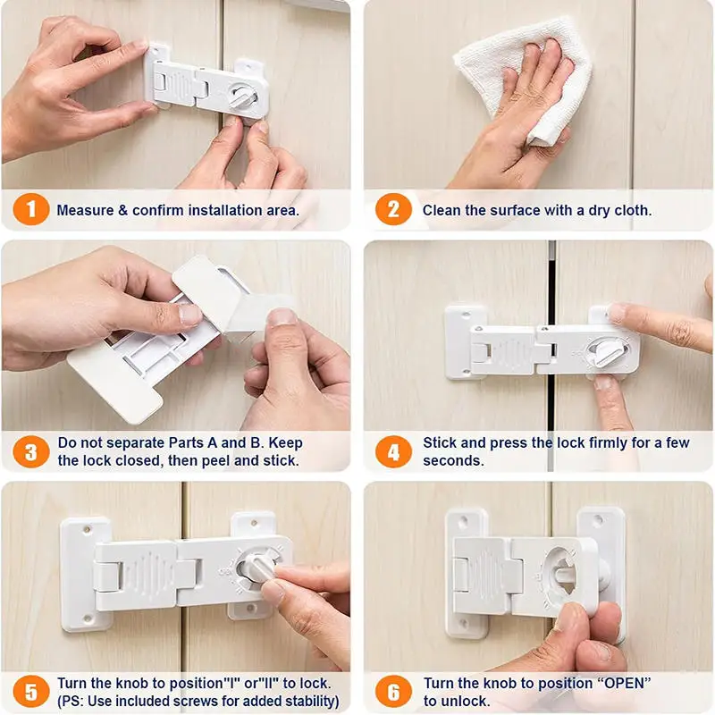 Refrigerator Lock Adhesive Keyless Freezer Locks Refrigerator Door Locks Child Proof Fridge Lock Oven Baby Proofing for Cabinets