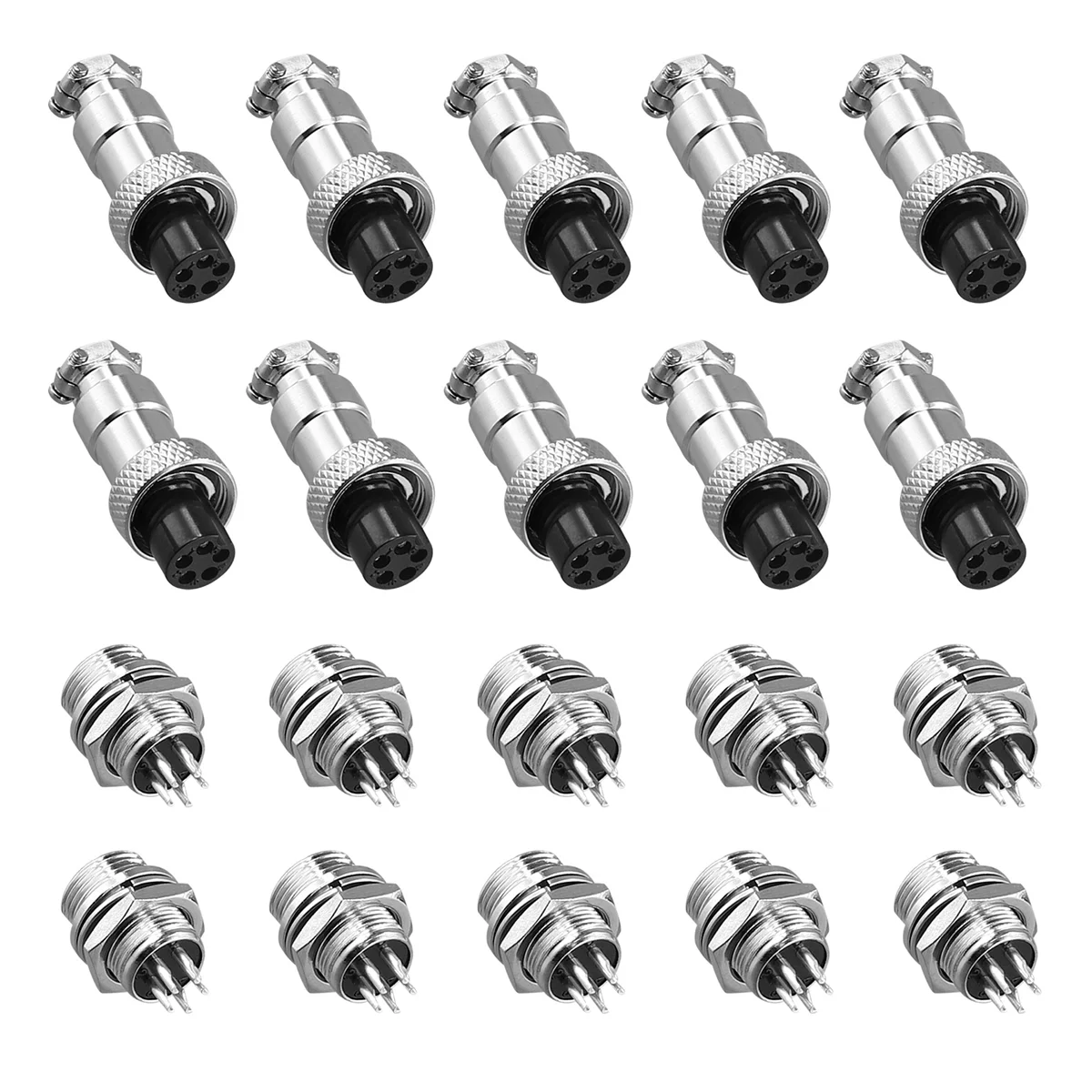 10set M12 5 Pin 12mm Aviation Connector Male + Female Circular Air Socket Plug Electrical Wire Panel Connector