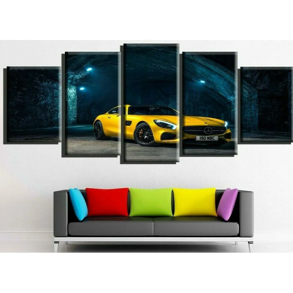 Unframed 5Pcs Luxury AMG Super Sports Car Modern Cuadros Canvas HD Posters Wall Art Picture Paintings for Living Room Home Decor