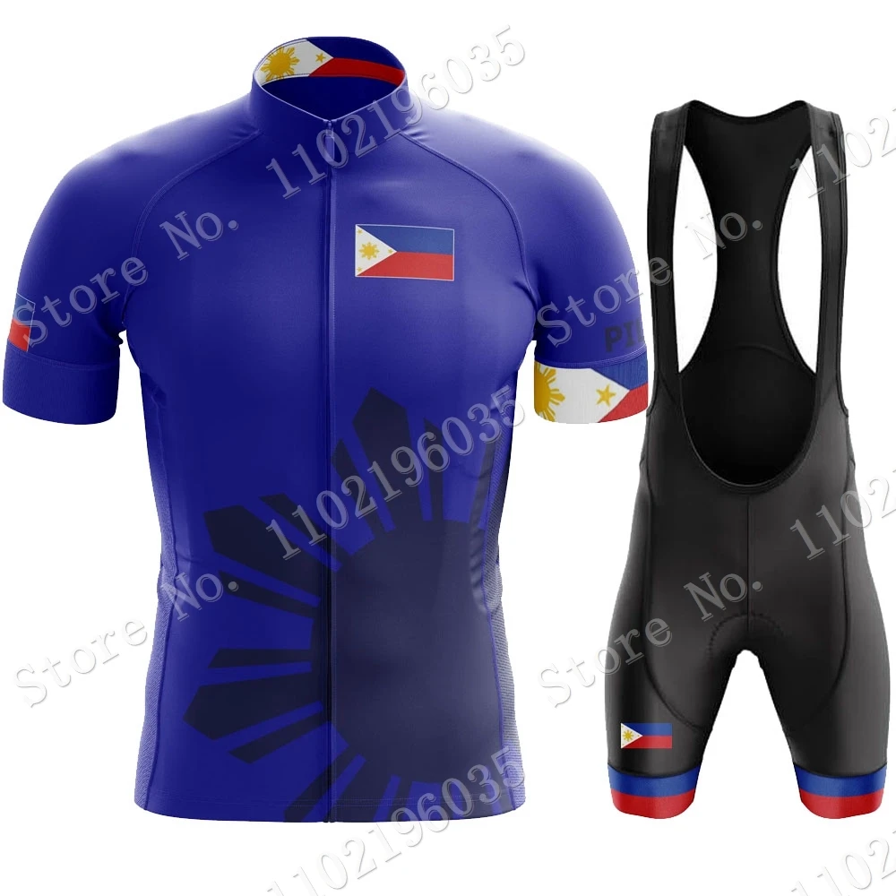 2023 Philippines National Cycling Jersey Set Pilipinas Clothing Road Bike Blue Shirts Suit Bicycle Bib Shorts MTB Ropa Maillot