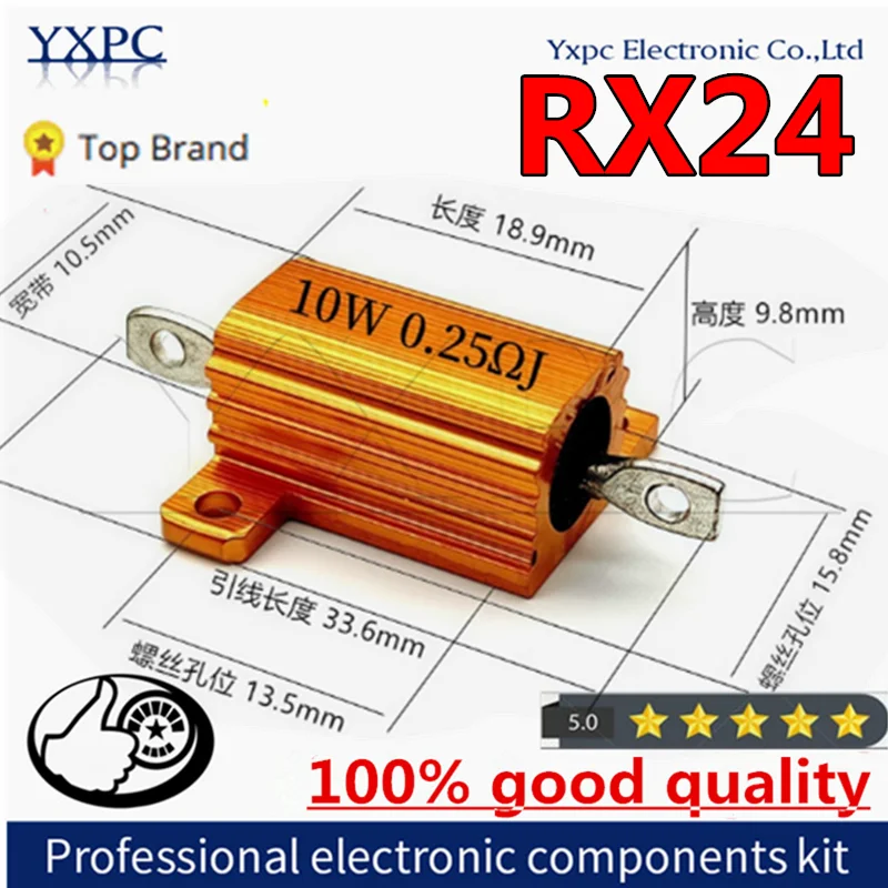 

RX24 10W 0.1~100K 0.22 0.33 0.5 1 2 5 6 8 10 20 50 100 150 200 680 1K ohm Aluminum Power Metal Shell Case Wirewound Resistor