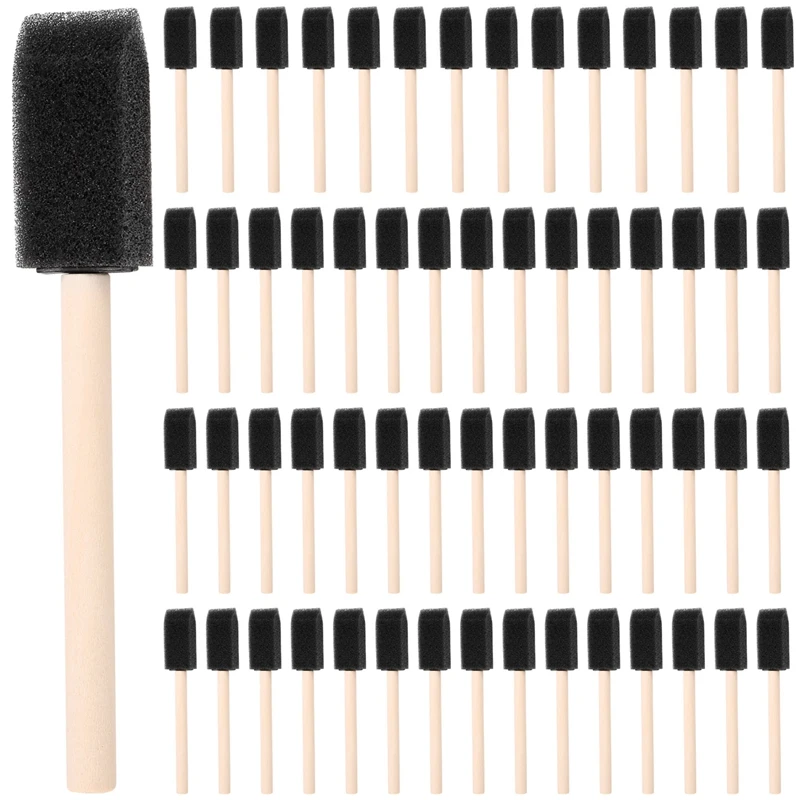 

60Pcs Small Foam Paint Brush Sponge Foam Brush Painting Set Wood Handle 1 Inch Paint Brushes Tools Painting Set For Kids