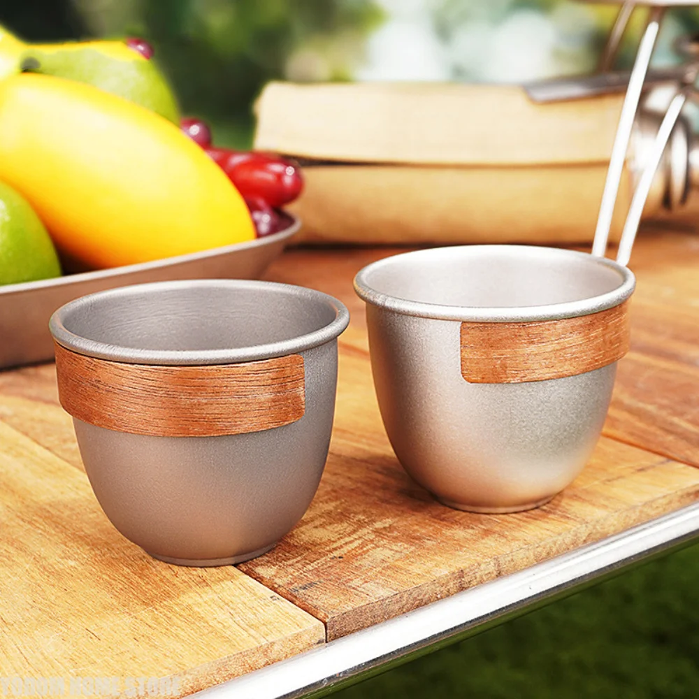 120ml Pure Titanium Single Wall Ice Texture Coffee Cup Heat Resistant Antibacterial Drinking Vessel for Outdoor Camping Use
