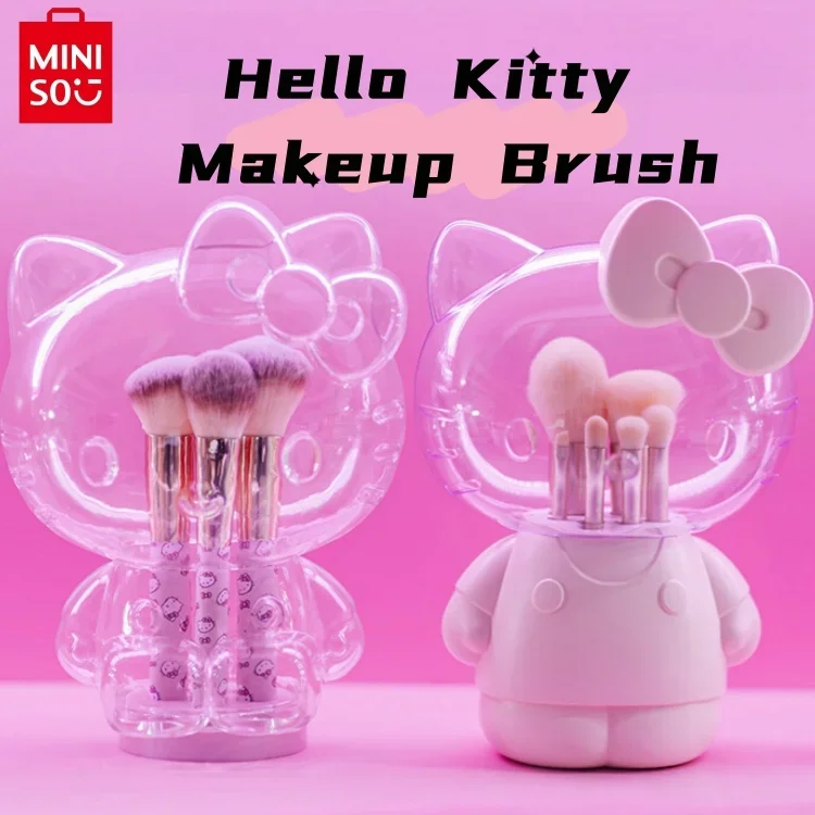 2024 Hello Kitty Makeup Brush Set Eye Shadow Brush Powder Blusher Brush Professional Makeup Brush Hello Cat Makeup Cotton