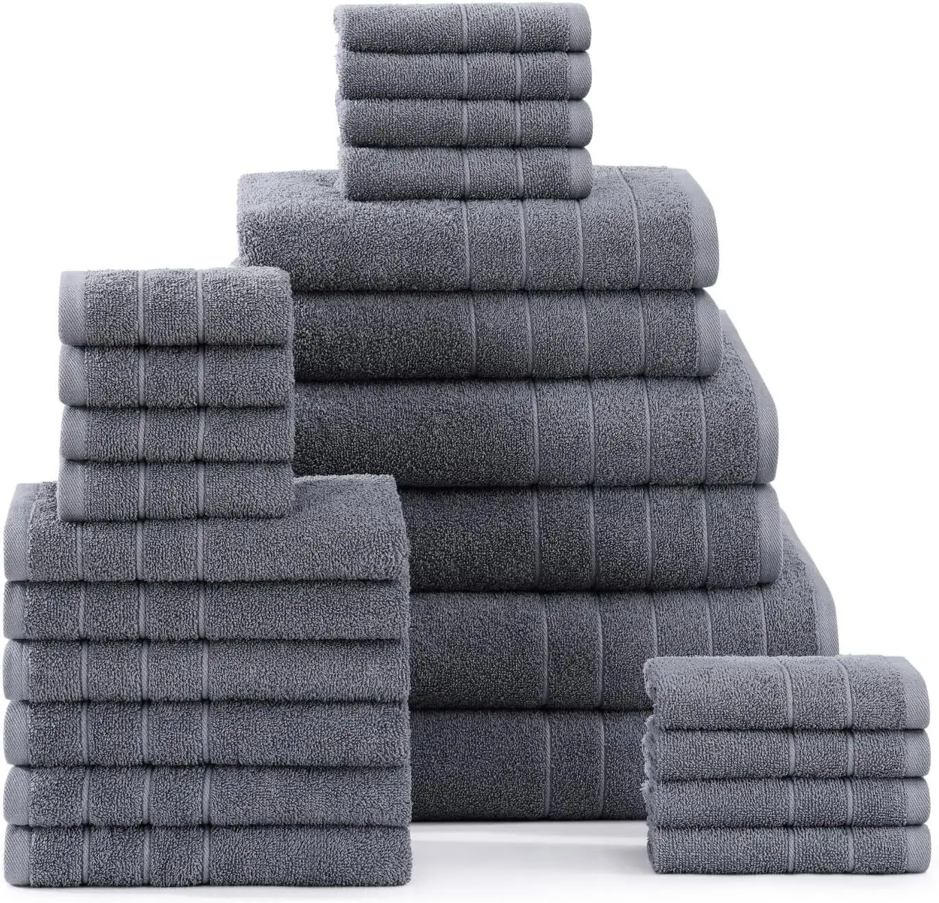 24 Piece 100% Cotton Towels Set, 2 Bath Sheets, 2 Large Bath Towels(30