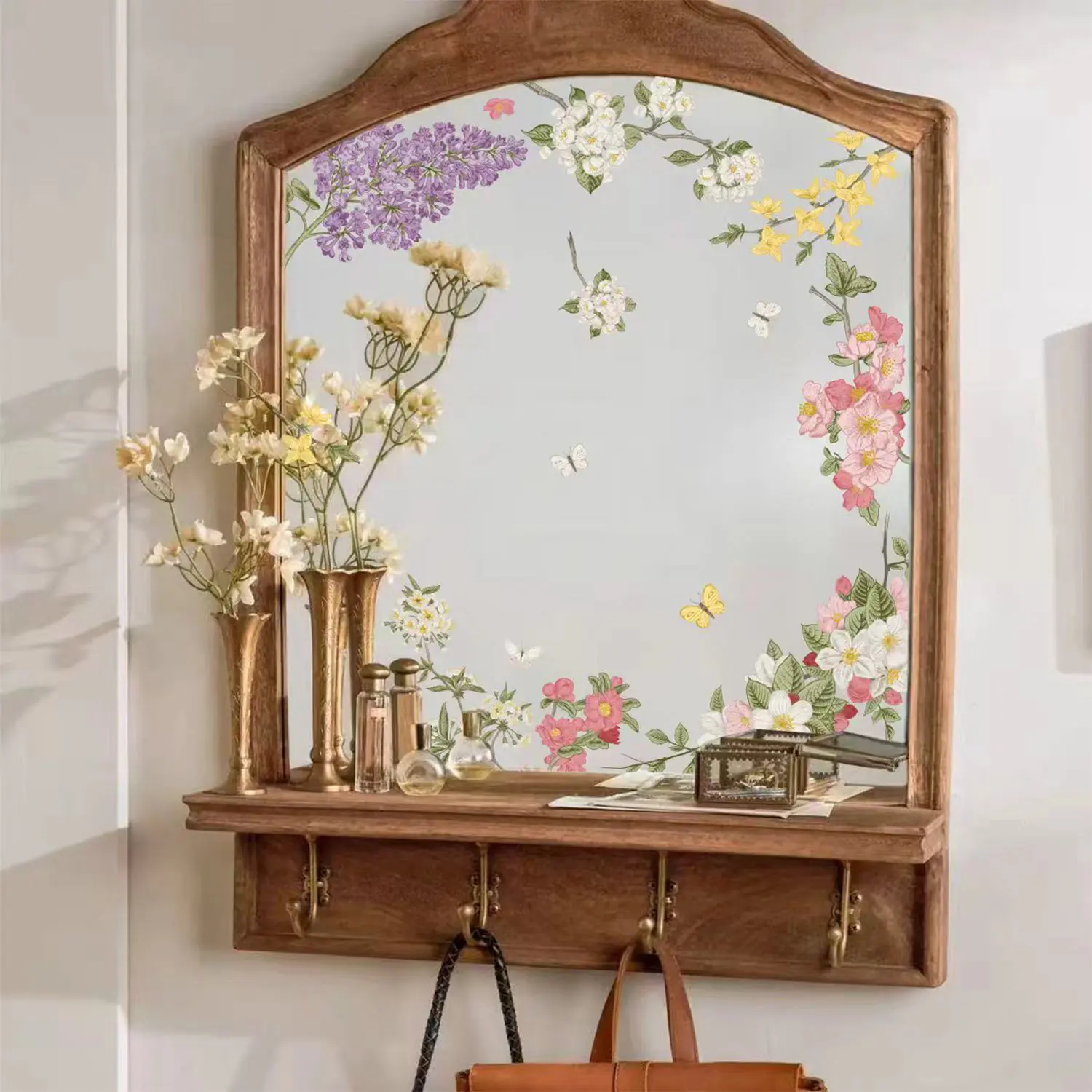 Frühlingsblumen und Schmetterlinge Fensteraufkleber DIY doppelseitig gebeizter Spiegel Schiebetür statische Folie Home Storefront Decor