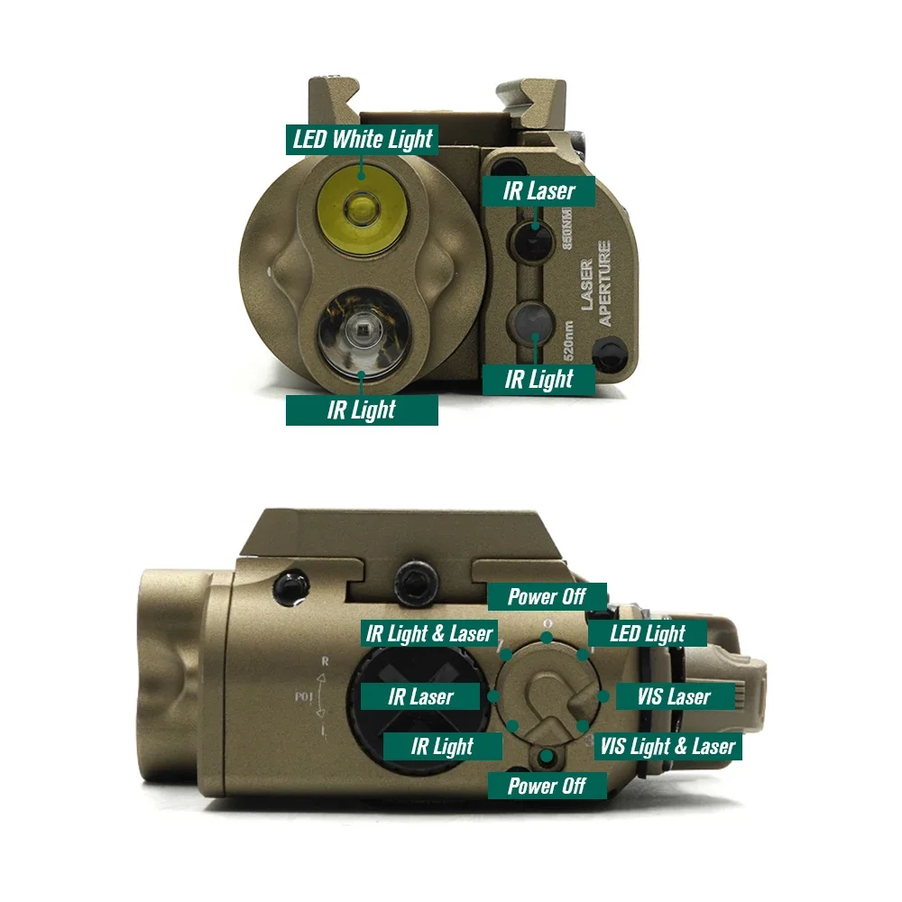 Imagem -06 - Luz Arma Tática Fma Lanterna Iluminador ir Laser Vermelho e ir para Iluminação Tática e Caça Xvl2 Irc