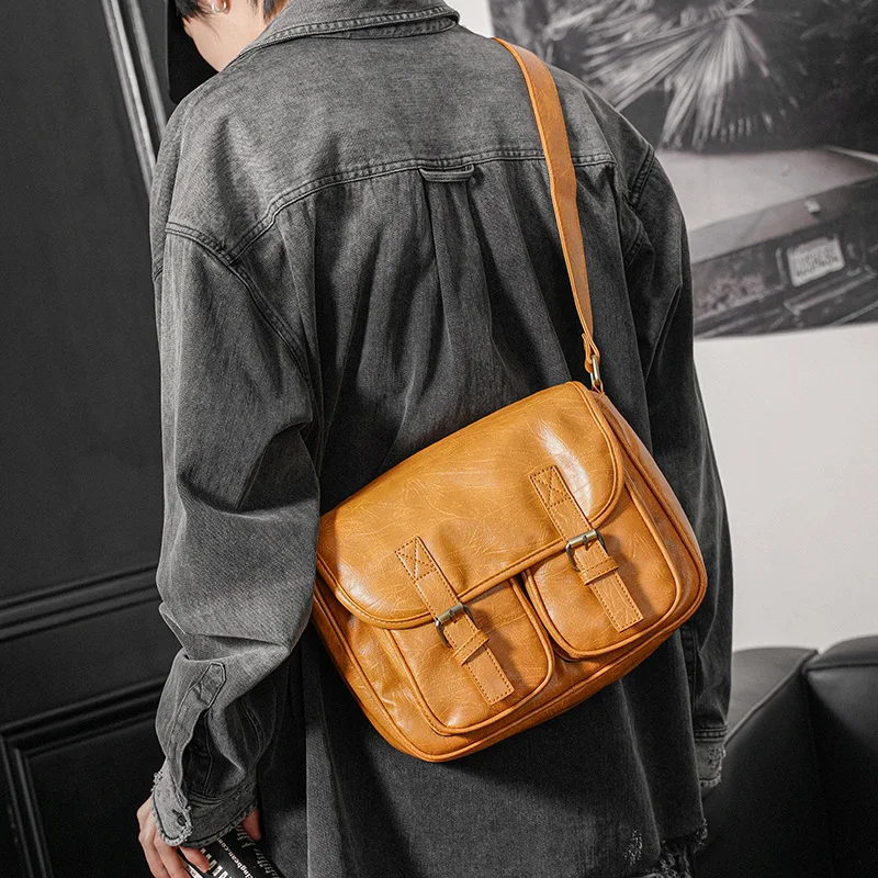 New Men Crossbody Bag Shoulder Bags Vintage Men Handbags Large Capacity PU Leather Bag For Man Tote Bag