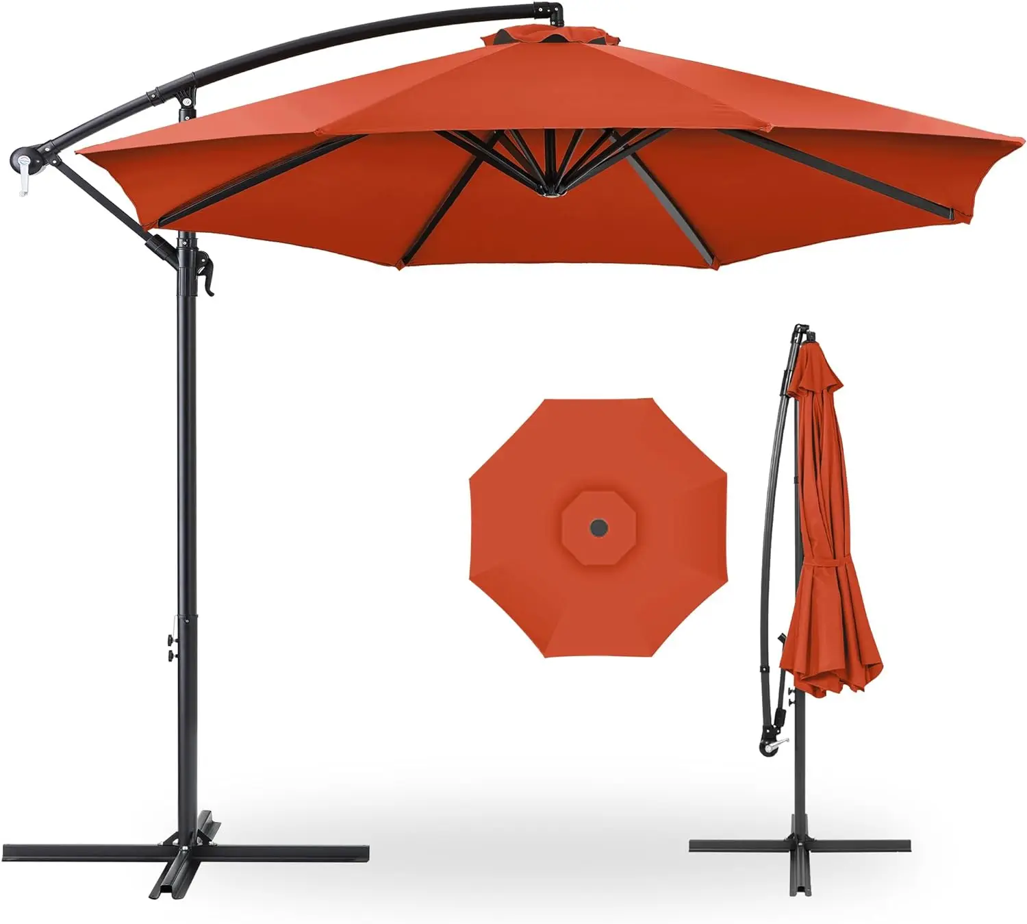 

Offset Hanging Market Patio Umbrella w/Easy Tilt Adjustment, Polyester Shade, 8 Ribs for Backyard, Poolside, Lawn and Garden