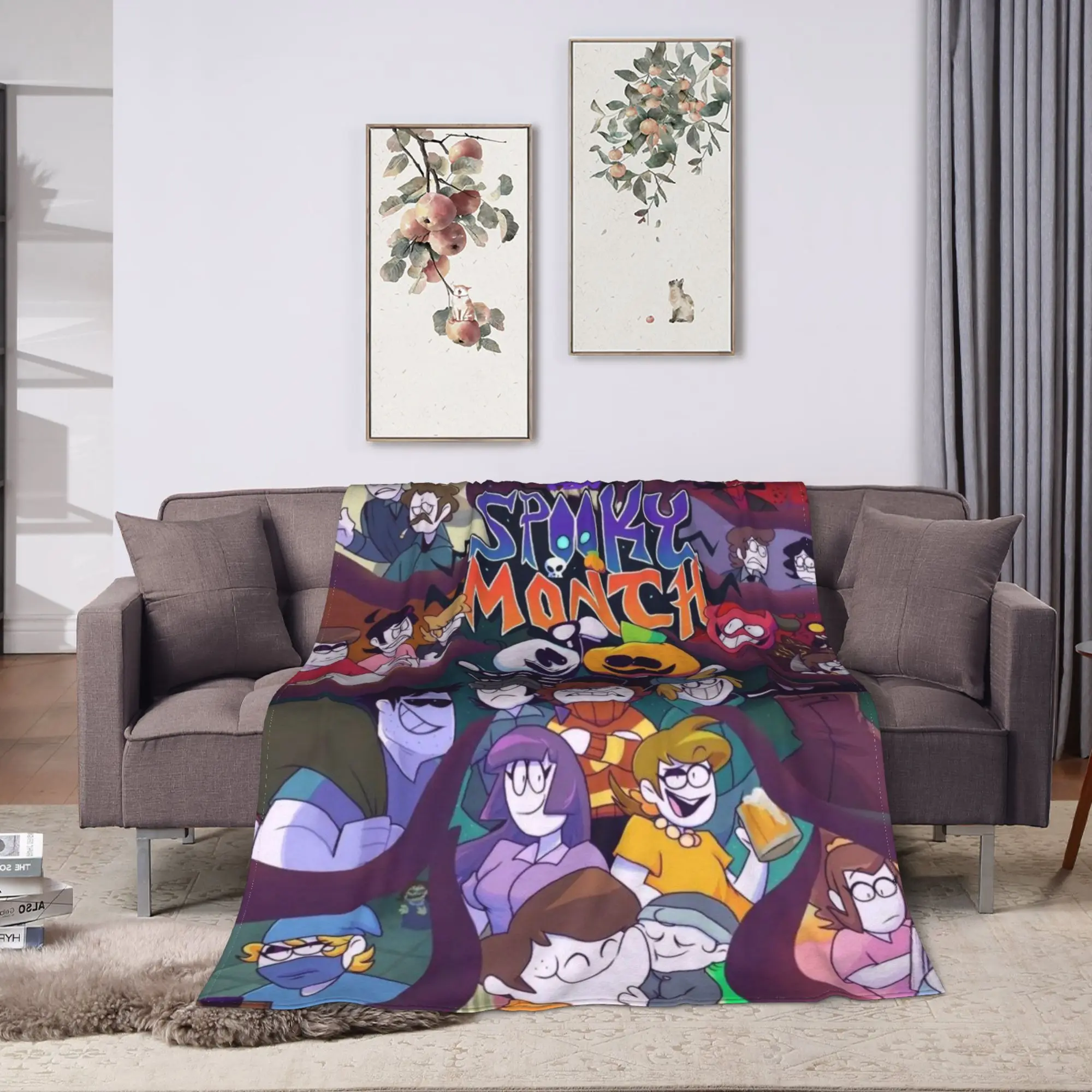 Spooky Month Blanket Quality Warm Soft  Throw Blanket Winter Airplane Travel Couch Chair Sofa Bed Aesthetic Bedspread