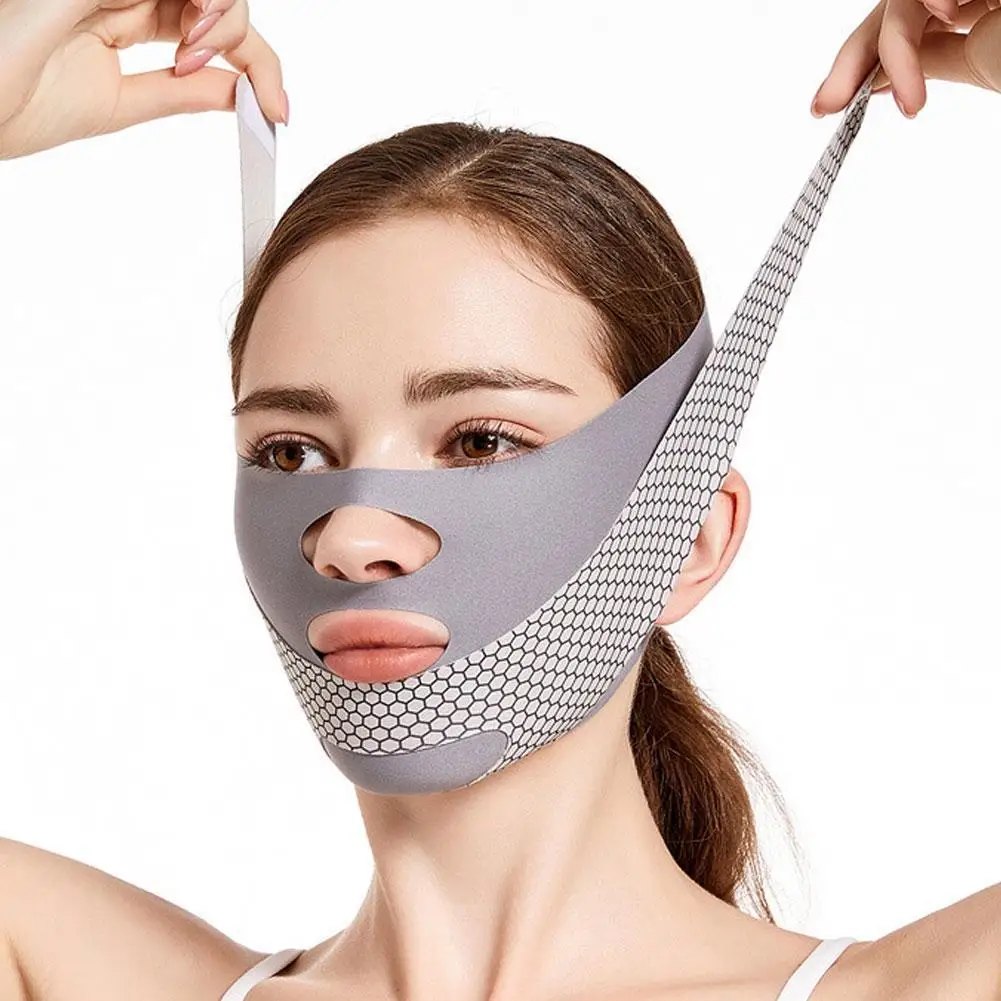 Nastro per il lifting del viso Maschera riutilizzabile con linea a V Cintura dimagrante per il viso Benda elastica per strumenti di bellezza per il sollevamento del viso Riduttore del doppio mento