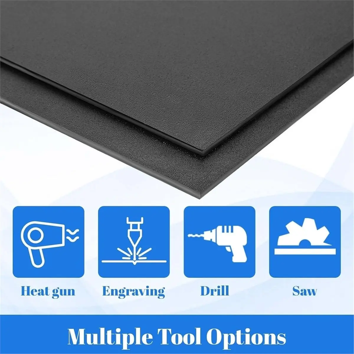 10 Pack Black ABS Plastic Sheet 1/8 Inch Thick 8