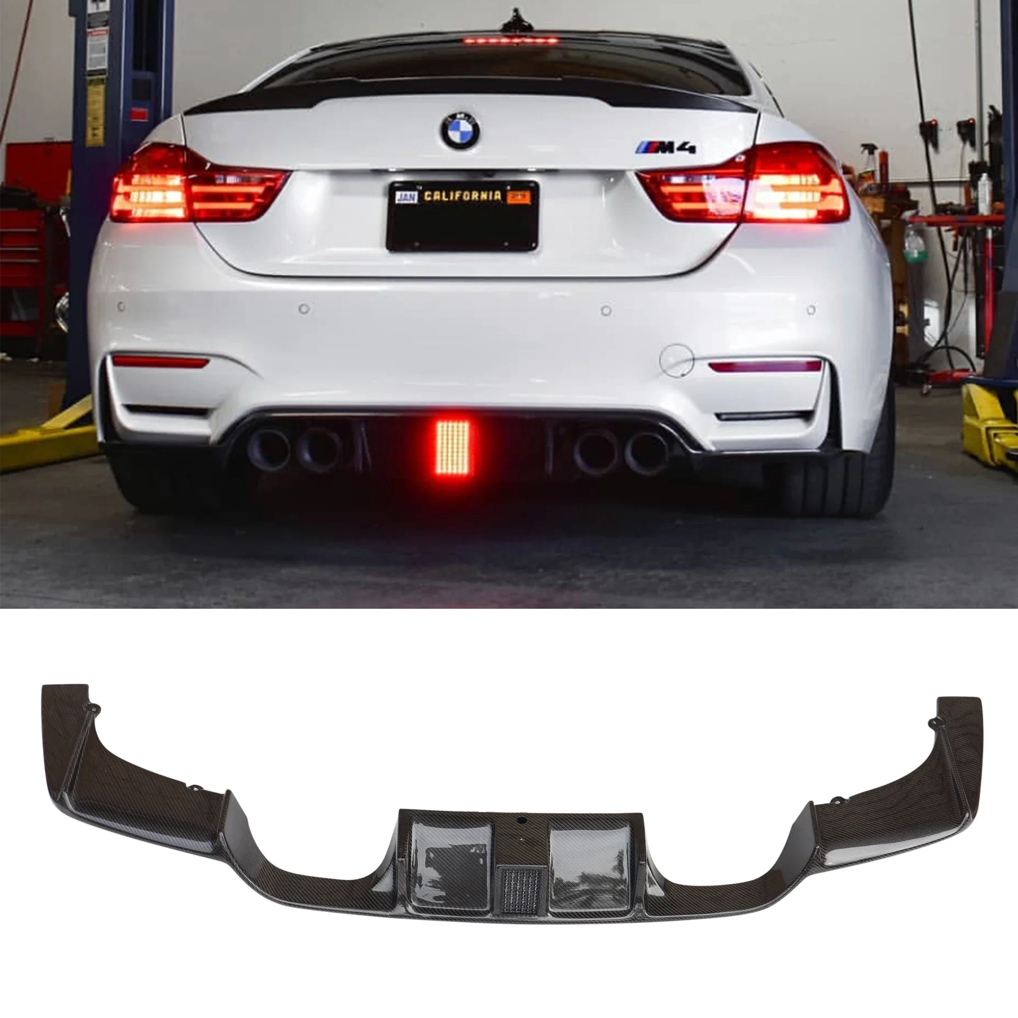 Dry carbon fiber M4 LED KF rear diffuser for BMW F82 M4 F80 M3 perfect tested fitment guaranteed