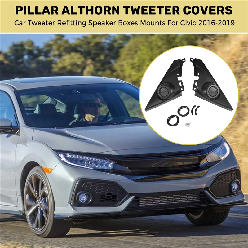 

1.5 Inch Pair Front Pillar Althorn Tweeter Covers Car Tweeter Refitting Speaker Boxes Mounts For Honda Civic 2016-2019