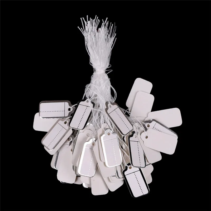 100X Labels Tie String Strung Price Tickets Jewelry Watch Clothing Display Tags view 2