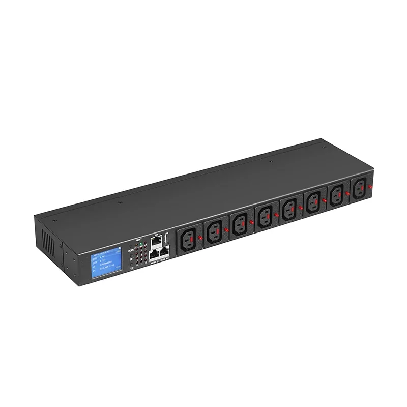 19 Inch IP Intelligent PDU  8 Port IEC C13 Outlets Switching Function and Recording of Power Data for Each Output Smart PDU