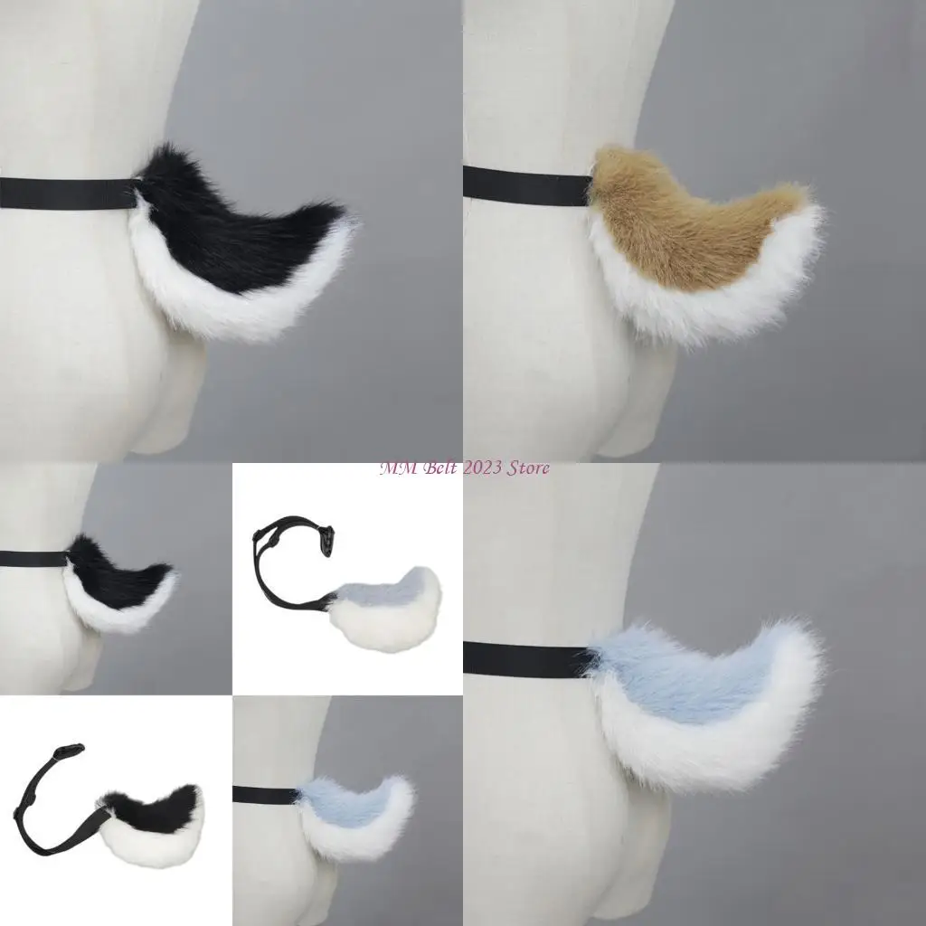 49ME Lovely Plush Tail Animal Tail Rabbit Tail Adjustable Belt Long Tail for Halloween Christmas Carnivals Party