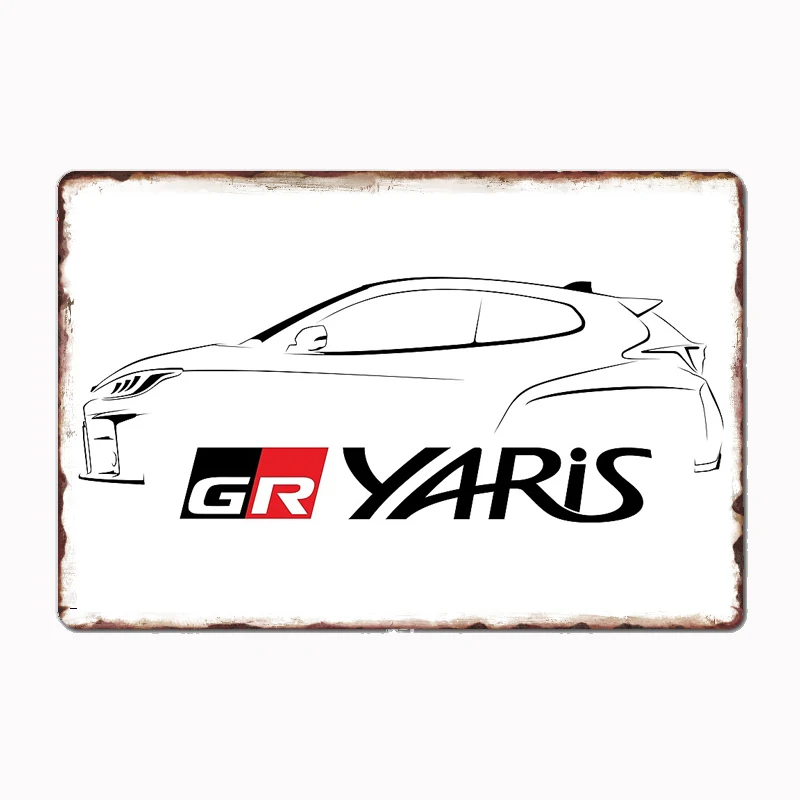 

GR Yaris Silhouette - Black Vintage Classic Car Metal Sign Poster Garage Decoration Room Decor Car Club Tin Home Decor