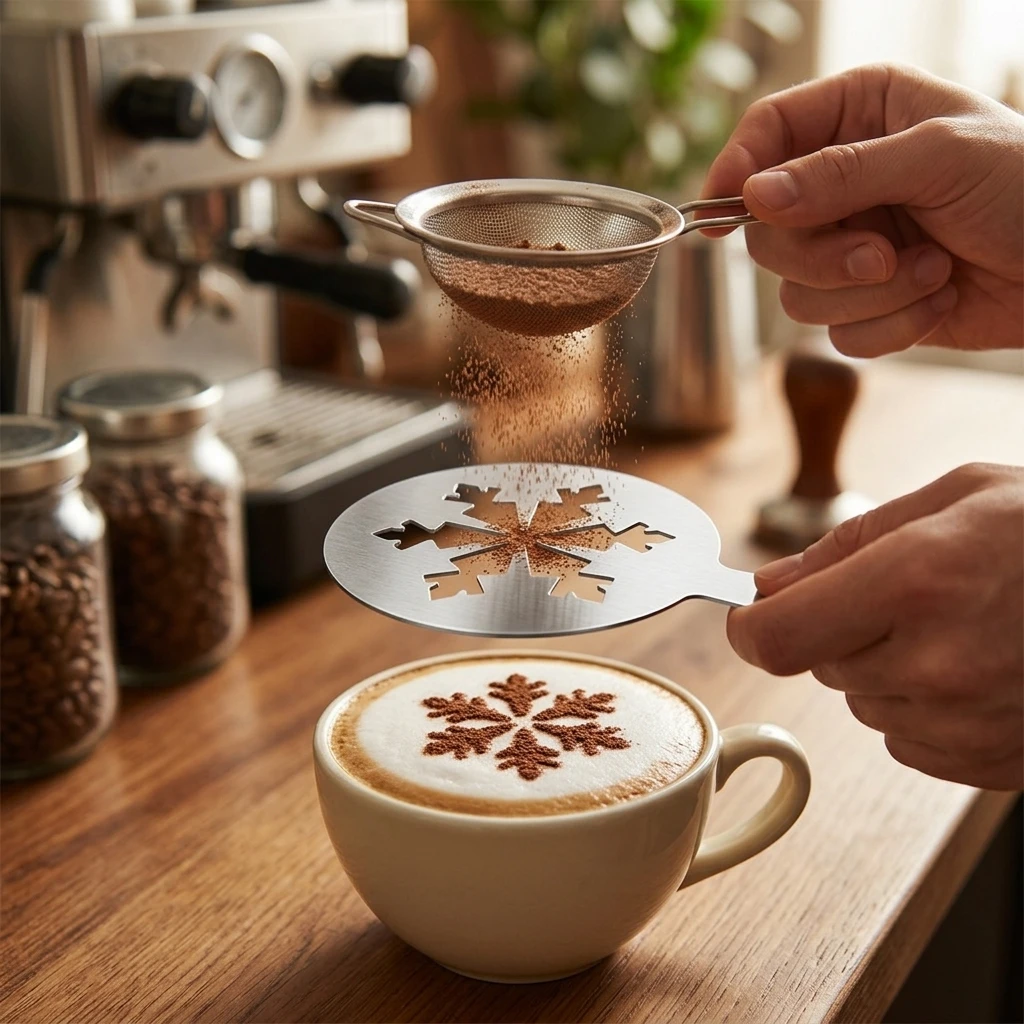 Coffee Latte Art Stencil Stainless Steel Printing Template Professional Tool for Home Cafe Drink Decoration Mold