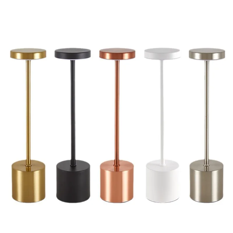 Classic Metal Touch Sensor LED Table Lamp Rechargeable Desk Lamp 3 Colors Creative Ambient Light Bar Room Decor Night Light Gold