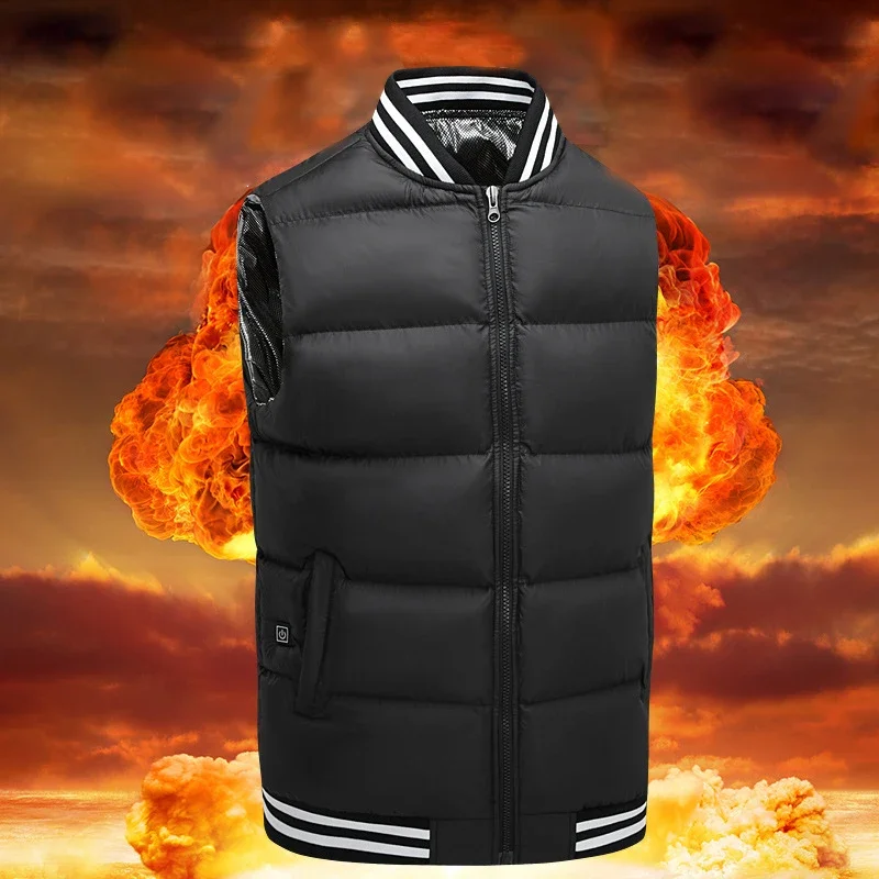 New Mens Fashion Fever Vests Smart Constant Temperature Heating Waistcoat Male Winter Thicken Warm Men's Vest USB Safe Heated