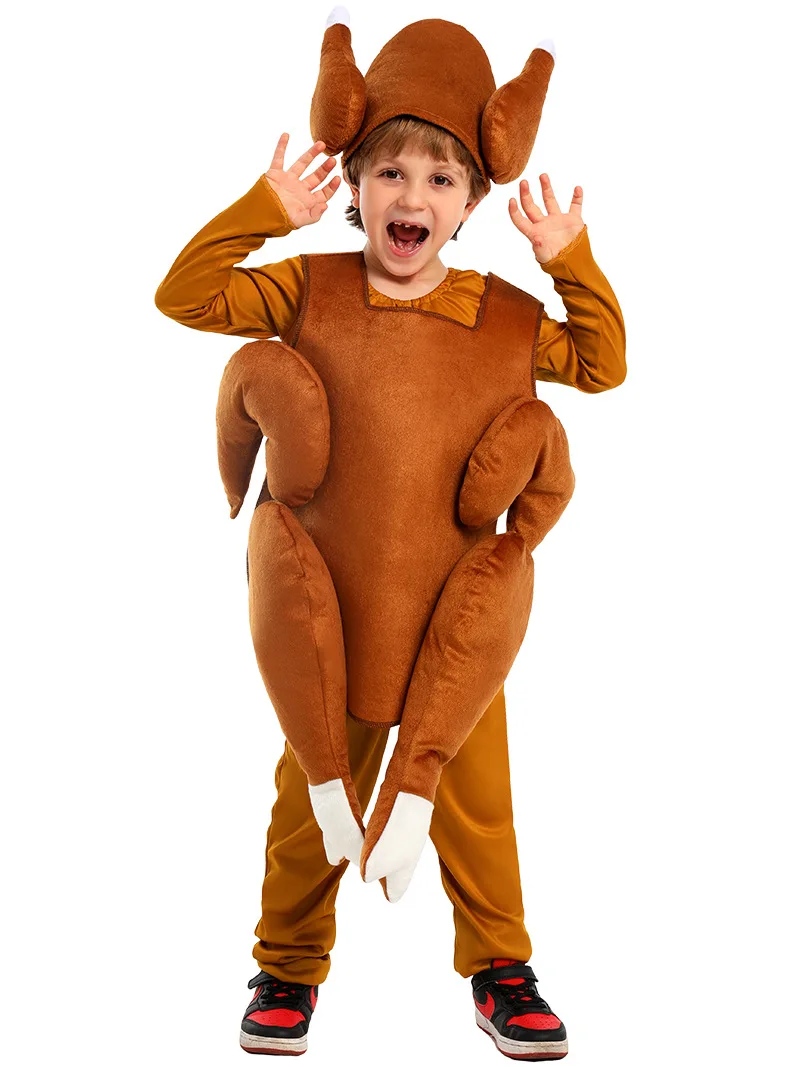 Baby Girl Boy Halloween  Roast turkey Cosplay brown jumpsuit Costume Kid Thanksgiving Turkey